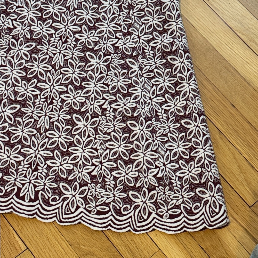 Alaia Burnt Red Printed Floral Mini Wool Blend Dress - Picture 5 of 10